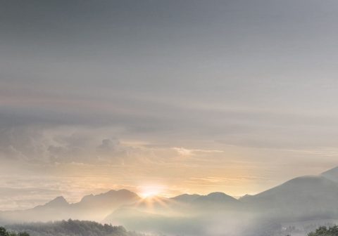 garden, house, nature, villa, landscape, sunset